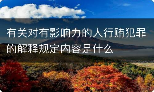 有关对有影响力的人行贿犯罪的解释规定内容是什么