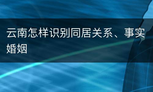 云南怎样识别同居关系、事实婚姻