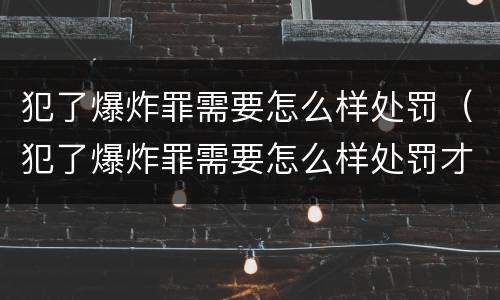 犯了爆炸罪需要怎么样处罚（犯了爆炸罪需要怎么样处罚才能缓刑）