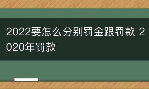 2022要怎么分别罚金跟罚款 2020年罚款