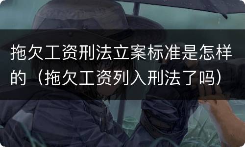 拖欠工资刑法立案标准是怎样的（拖欠工资列入刑法了吗）