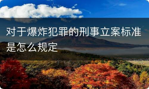 对于爆炸犯罪的刑事立案标准是怎么规定