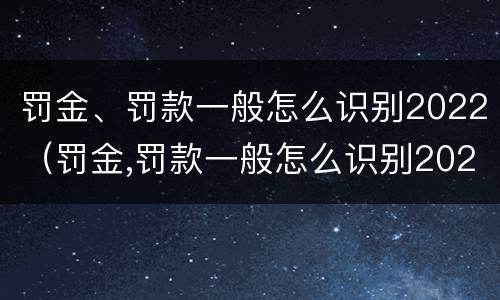 罚金、罚款一般怎么识别2022（罚金,罚款一般怎么识别2022款）