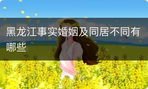 黑龙江事实婚姻及同居不同有哪些
