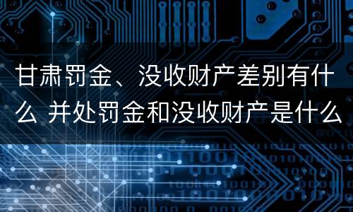 甘肃罚金、没收财产差别有什么 并处罚金和没收财产是什么意思