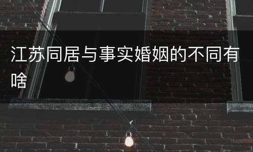 江苏同居与事实婚姻的不同有啥