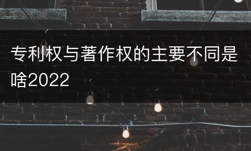 专利权与著作权的主要不同是啥2022