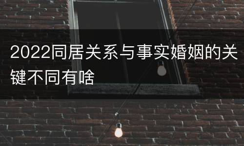 2022同居关系与事实婚姻的关键不同有啥