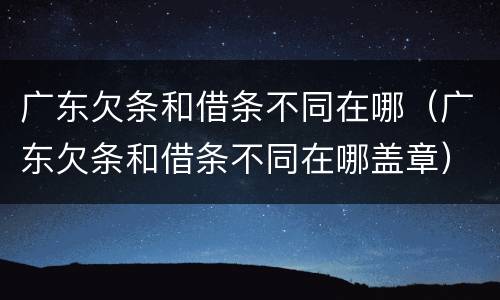 广东欠条和借条不同在哪（广东欠条和借条不同在哪盖章）