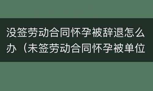 没签劳动合同怀孕被辞退怎么办（未签劳动合同怀孕被单位辞退）
