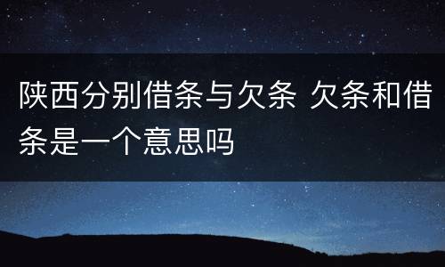 陕西分别借条与欠条 欠条和借条是一个意思吗