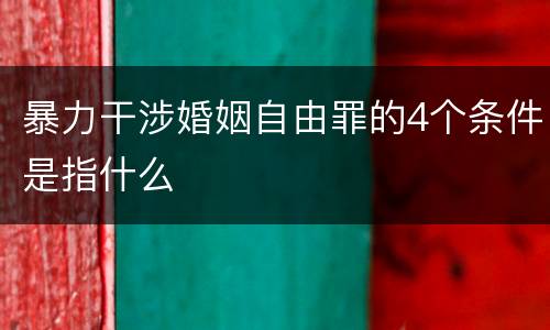 暴力干涉婚姻自由罪的4个条件是指什么