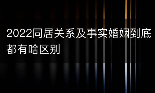 2022同居关系及事实婚姻到底都有啥区别