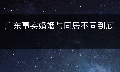 广东事实婚姻与同居不同到底