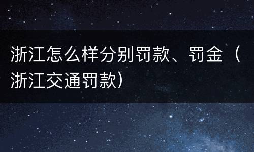 浙江怎么样分别罚款、罚金（浙江交通罚款）
