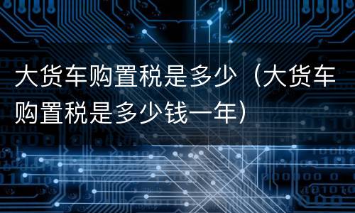 大货车购置税是多少（大货车购置税是多少钱一年）
