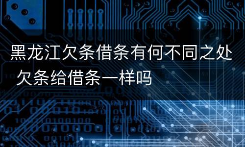 黑龙江欠条借条有何不同之处 欠条给借条一样吗