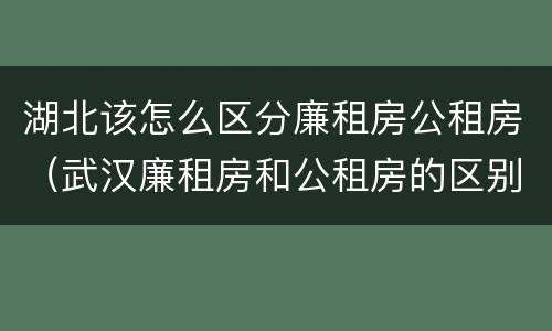 湖北该怎么区分廉租房公租房（武汉廉租房和公租房的区别）