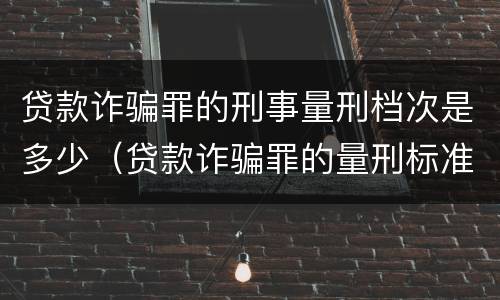 贷款诈骗罪的刑事量刑档次是多少（贷款诈骗罪的量刑标准）