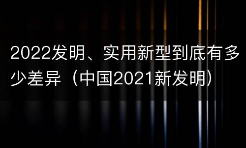 2022发明、实用新型到底有多少差异（中国2021新发明）