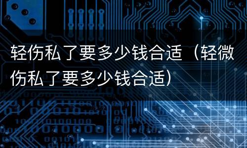 轻伤私了要多少钱合适（轻微伤私了要多少钱合适）