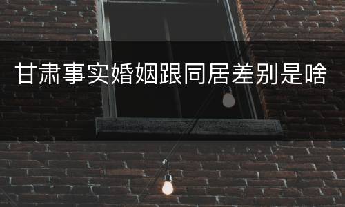 甘肃事实婚姻跟同居差别是啥