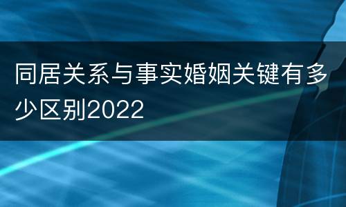 同居关系与事实婚姻关键有多少区别2022