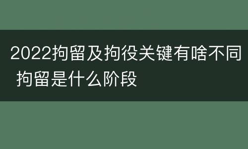 2022拘留及拘役关键有啥不同 拘留是什么阶段