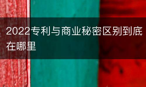 2022专利与商业秘密区别到底在哪里