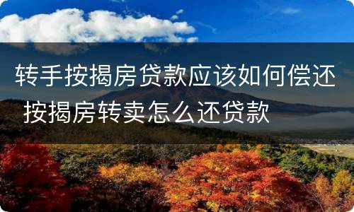 转手按揭房贷款应该如何偿还 按揭房转卖怎么还贷款