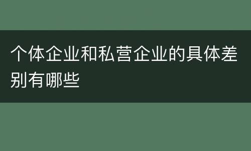 个体企业和私营企业的具体差别有哪些