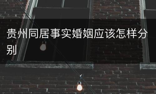 贵州同居事实婚姻应该怎样分别