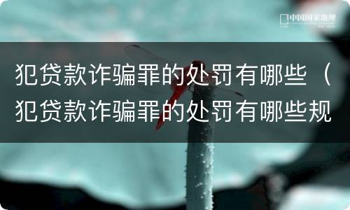 犯贷款诈骗罪的处罚有哪些（犯贷款诈骗罪的处罚有哪些规定）