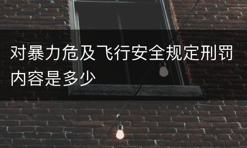 对暴力危及飞行安全规定刑罚内容是多少