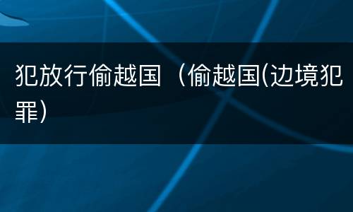 犯放行偷越国（偷越国(边境犯罪）