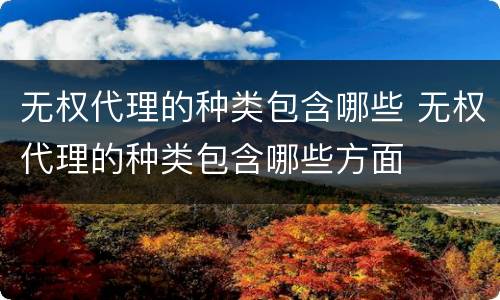 无权代理的种类包含哪些 无权代理的种类包含哪些方面