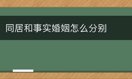 同居和事实婚姻怎么分别