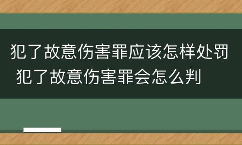 犯了故意伤害罪应该怎样处罚 犯了故意伤害罪会怎么判