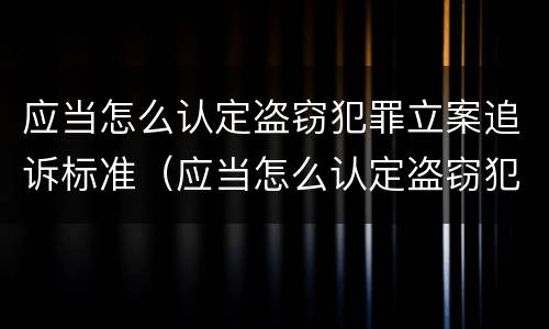 应当怎么认定盗窃犯罪立案追诉标准（应当怎么认定盗窃犯罪立案追诉标准）