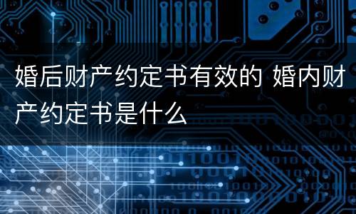 婚后财产约定书有效的 婚内财产约定书是什么
