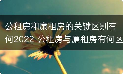 公租房和廉租房的关键区别有何2022 公租房与廉租房有何区别