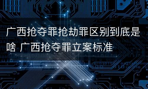 广西抢夺罪抢劫罪区别到底是啥 广西抢夺罪立案标准