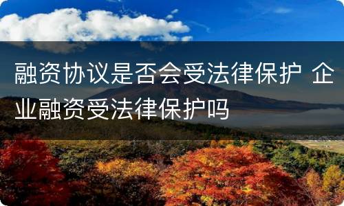 融资协议是否会受法律保护 企业融资受法律保护吗