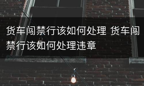 货车闯禁行该如何处理 货车闯禁行该如何处理违章
