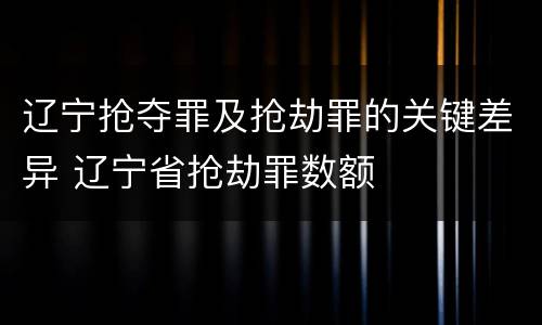 辽宁抢夺罪及抢劫罪的关键差异 辽宁省抢劫罪数额