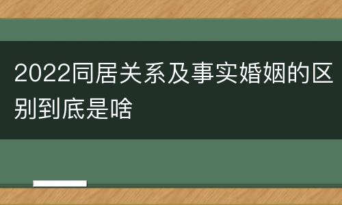 2022同居关系及事实婚姻的区别到底是啥