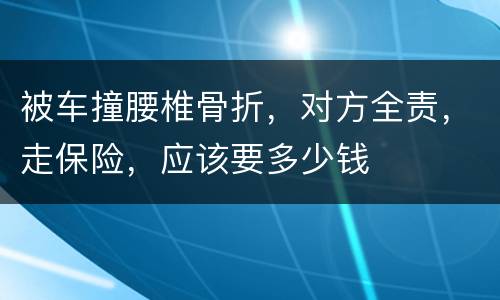 被车撞腰椎骨折，对方全责，走保险，应该要多少钱