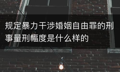 规定暴力干涉婚姻自由罪的刑事量刑幅度是什么样的