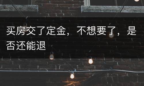 买房交了定金，不想要了，是否还能退