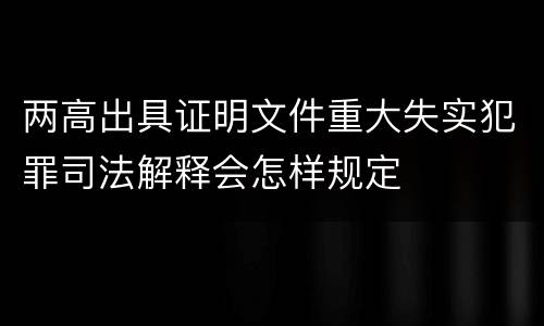 两高出具证明文件重大失实犯罪司法解释会怎样规定